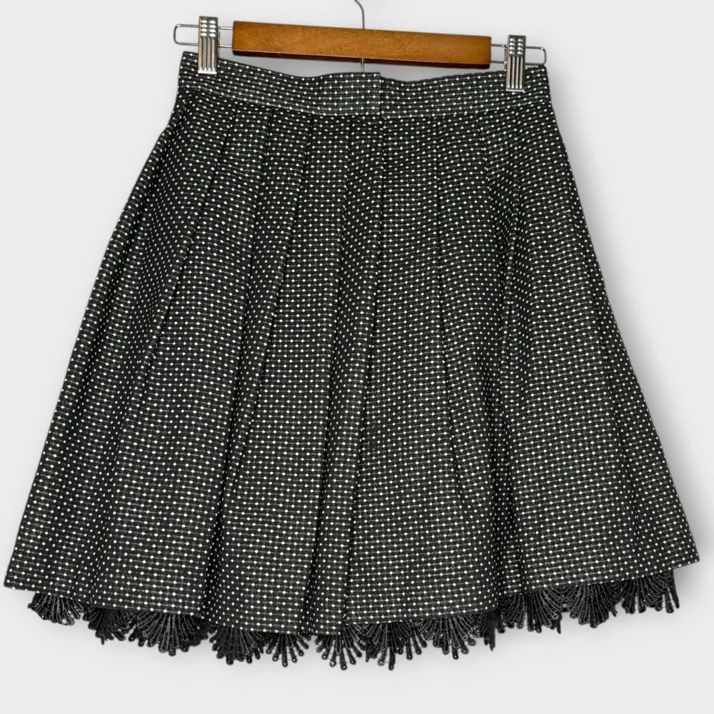 Retro Black White‎ Polka Dot Skirt Lace Twirl Pin Up Whimsygoth Glamour Sz Small